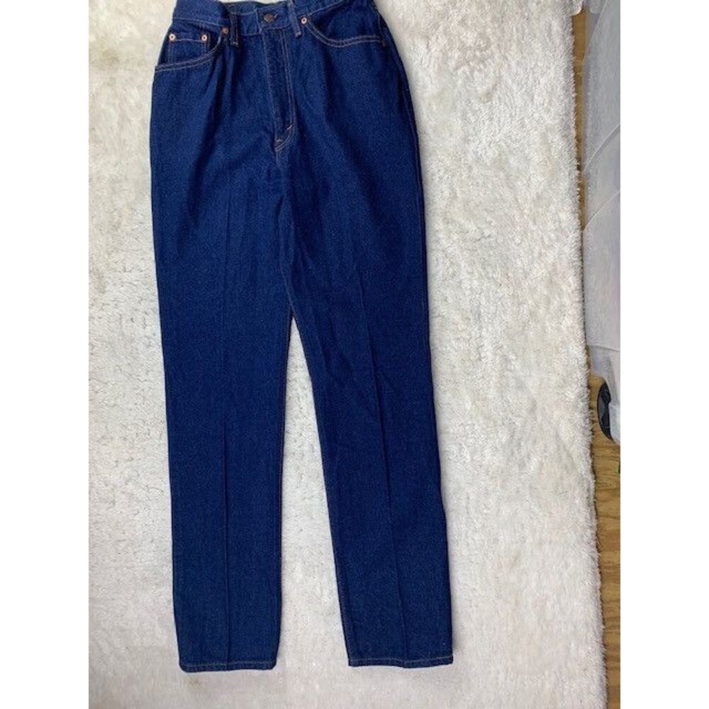 Levi Size 13 Womens Jeans Dark Wash Cotton Straight Leg High Rise Long Length